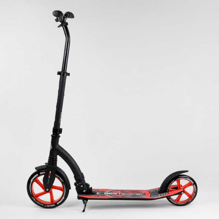 Самокат двухколесный Best Scooter 40860 колеса PU - переднее 23 см заднее - 20 см 1 амортизатор широкий руль зажим руля Best Scooter