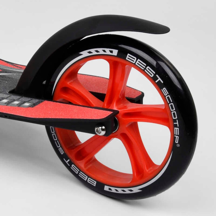 Самокат двухколесный Best Scooter 40860 колеса PU - переднее 23 см заднее - 20 см 1 амортизатор широкий руль зажим руля Best Scooter