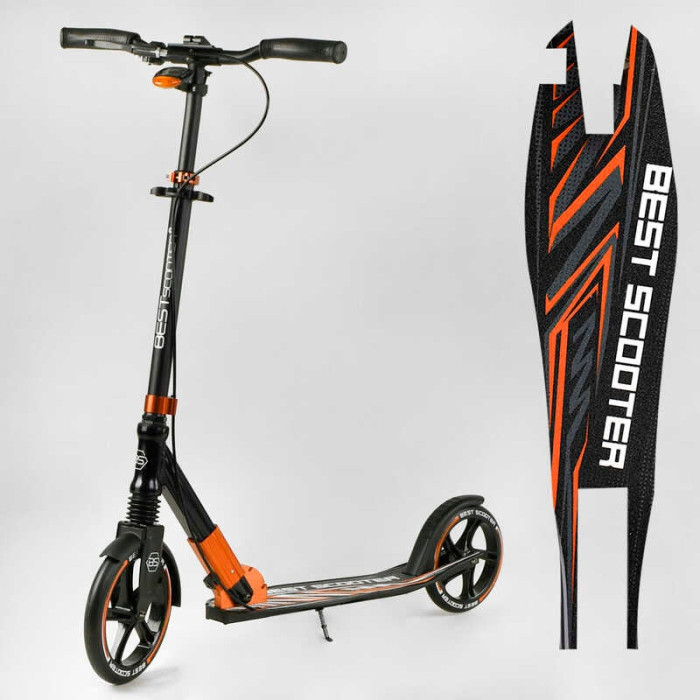Самокат алюминиевый Best Scooter 79740 колеса PU ФАРА зажим руля d передних колес – 230мм d задних колес 200мм 1 амортизатор передний Best Scooter