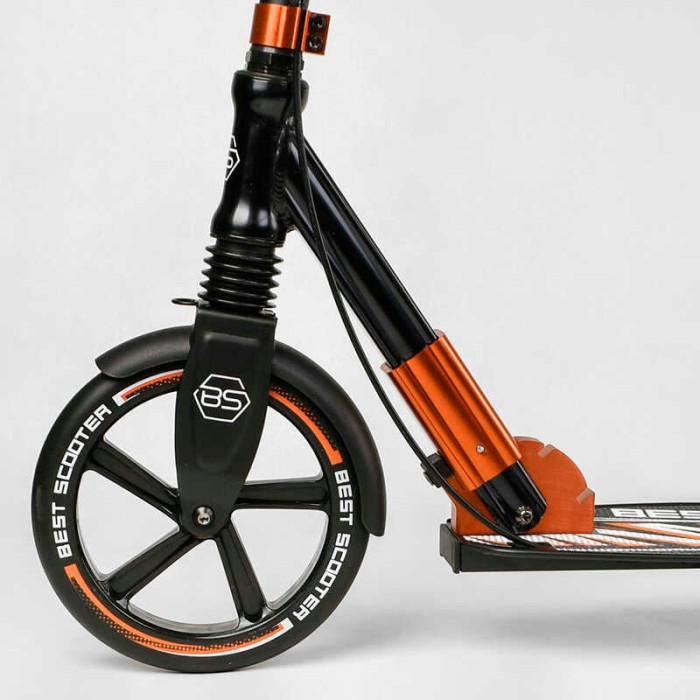 Самокат алюминиевый Best Scooter 79740 колеса PU ФАРА зажим руля d передних колес – 230мм d задних колес 200мм 1 амортизатор передний Best Scooter
