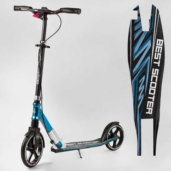 Самокат алюминиевый Best Scooter 23013 колеса PU ФАРА зажим руля передних колес - 230мм d задних колес 200мм 1 амортизатор передний Best Scooter
