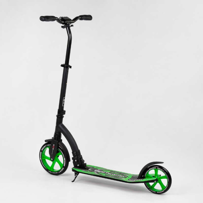 Самокат двухколесный Best Scooter 52266 колеса PU - переднее 23 см заднее - 20 см 1 амортизатор широкий руль зажим руля Best Scooter