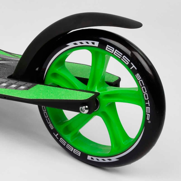 Самокат двухколесный Best Scooter 52266 колеса PU - переднее 23 см заднее - 20 см 1 амортизатор широкий руль зажим руля Best Scooter