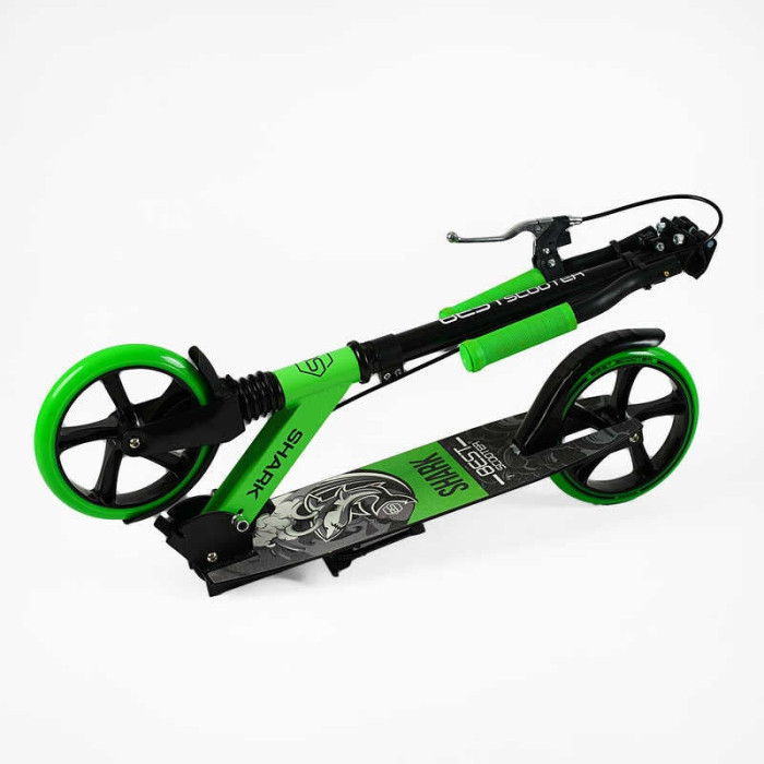 Самокат двухколесный Best Scooter SH-50730 SHARK с ручным тормозом зажим руля колеса PU - 20 см 1 амортизатор Best Scooter
