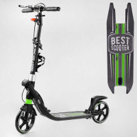 Самокат двухколесный Best Scooter L-22066 ФАРА колеса PU 200мм 2 амортизатора зажим руля ручной тормоз Best Scooter
