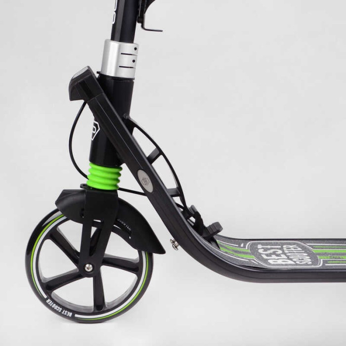 Самокат двухколесный Best Scooter L-22066 ФАРА колеса PU 200мм 2 амортизатора зажим руля ручной тормоз Best Scooter