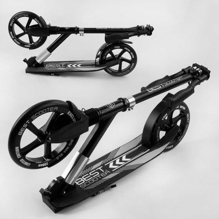 Самокат алюминиевый Best Scooter 41629 колеса PU d переднего колеса – 230мм d заднего колеса – 215мм 1 амортизатор передний Best Scooter