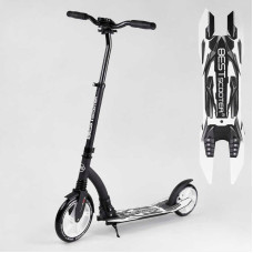 Самокат двухколесный Best Scooter 75343 колеса PU - переднее 23 см заднее - 20 см 1 амортизатор широкий руль зажим руля Best Scooter