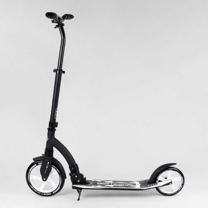 Самокат двухколесный Best Scooter 75343 колеса PU - переднее 23 см заднее - 20 см 1 амортизатор широкий руль зажим руля Best Scooter
