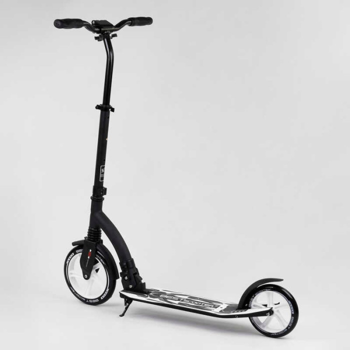 Самокат двухколесный Best Scooter 75343 колеса PU - переднее 23 см заднее - 20 см 1 амортизатор широкий руль зажим руля Best Scooter