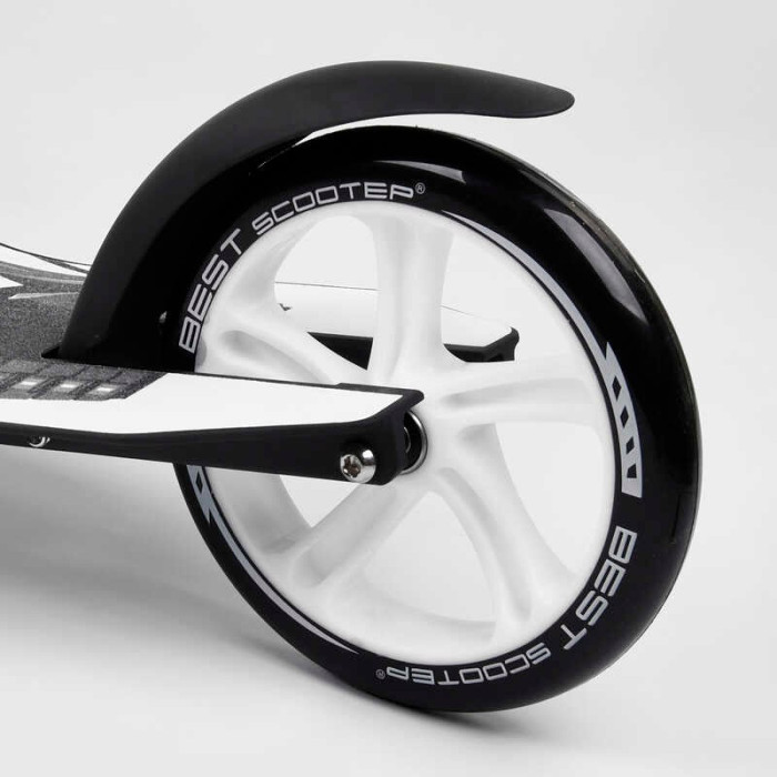 Самокат двухколесный Best Scooter 75343 колеса PU - переднее 23 см заднее - 20 см 1 амортизатор широкий руль зажим руля Best Scooter