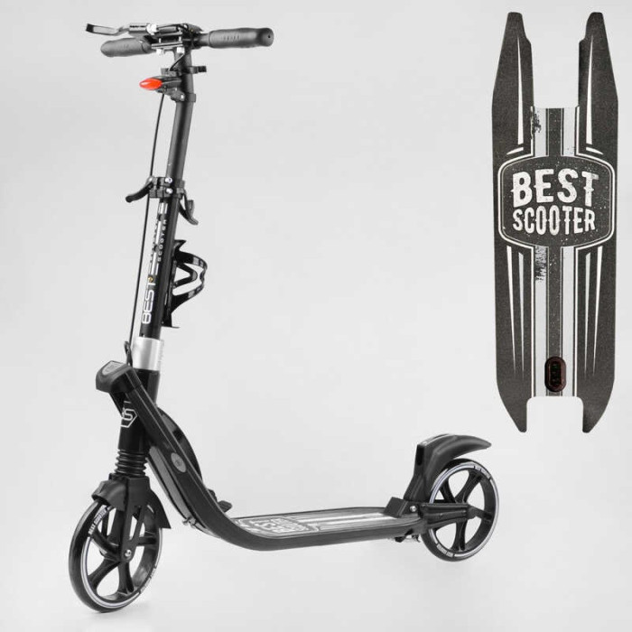 Самокат двухколесный Best Scooter L-36375 ФАРА колеса PU 200мм 2 амортизатора зажим руля ручной тормоз Best Scooter