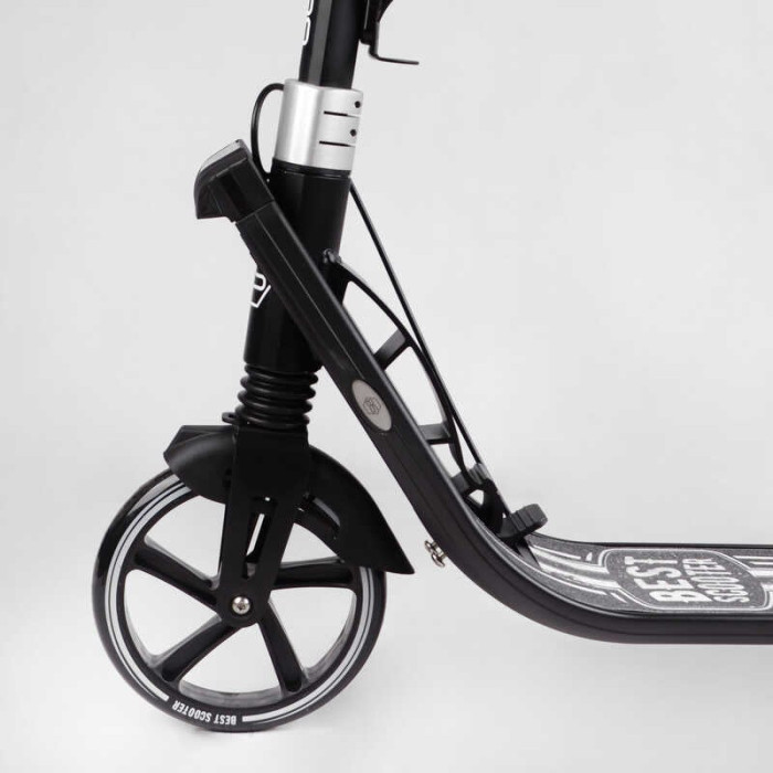 Самокат двухколесный Best Scooter L-36375 ФАРА колеса PU 200мм 2 амортизатора зажим руля ручной тормоз Best Scooter