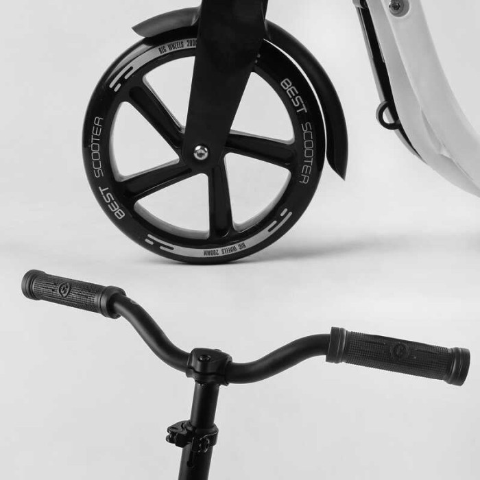Самокат двухколесный 52753 Best Scooter цвет БЕЛЫЙ колеса PU - 20 см широкий велосипедный руль новый зажим руля Best Scooter