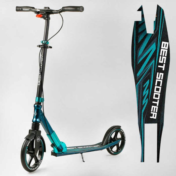 Самокат алюминиевый Best Scooter 43685 колеса PU ФАРА зажим руля передних колес - 230мм задних колес 200мм 1 амортизатор передний Best Scooter