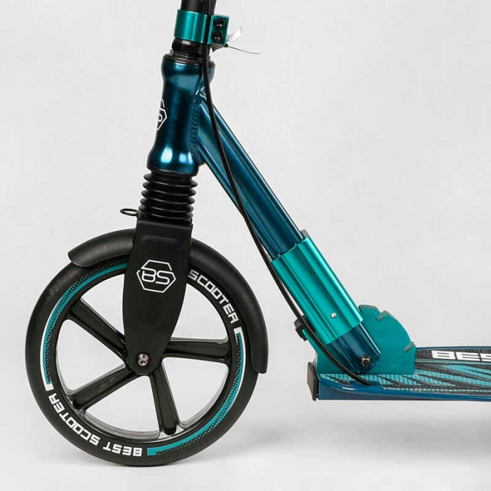 Самокат алюминиевый Best Scooter 43685 колеса PU ФАРА зажим руля передних колес - 230мм задних колес 200мм 1 амортизатор передний Best Scooter