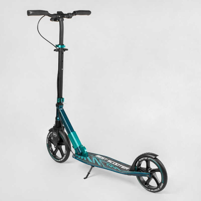 Самокат алюминиевый Best Scooter 43685 колеса PU ФАРА зажим руля передних колес - 230мм задних колес 200мм 1 амортизатор передний Best Scooter