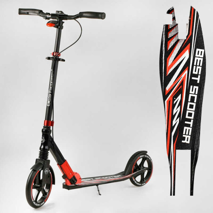 Самокат алюминиевый Best Scooter 10304 колеса PU ФАРА зажим руля d передних колес – 230мм d задних колес 200мм 1 амортизатор передний Best Scooter