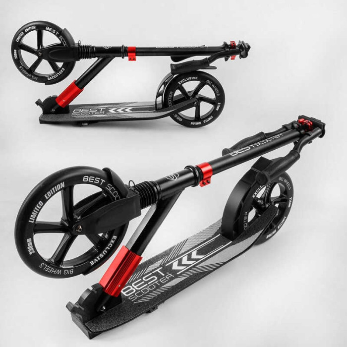 Самокат алюминиевый Best Scooter 11391 колеса PU d переднего колеса – 230мм d заднего колеса – 215мм 1 амортизатор передний Best Scooter