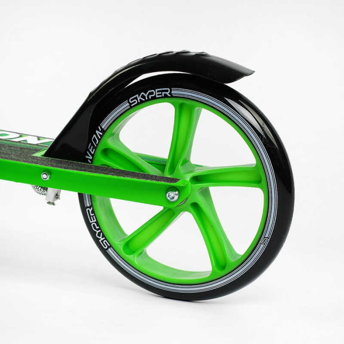 Самокат двухколесный Skyper Neon N-36719 стальная рама ручной тормоз колеса PU диаметр 200мм грипсы резиновые Skyper