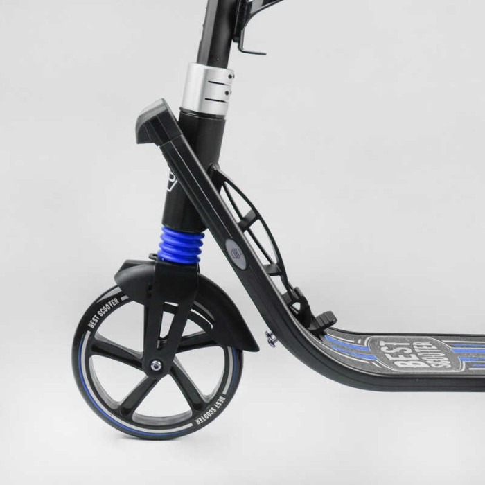 Самокат двухколесный Best Scooter L-50267 ФАРА колеса PU 200мм 2 амортизатора зажим руля ручной тормоз Best Scooter