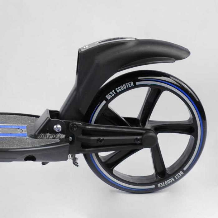 Самокат двухколесный Best Scooter L-50267 ФАРА колеса PU 200мм 2 амортизатора зажим руля ручной тормоз Best Scooter