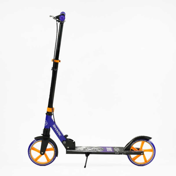 Самокат двухколесный Best Scooter SH-10042 SHARK с ручным тормозом зажим руля колеса PU - 20 см 1 амортизатор Best Scooter