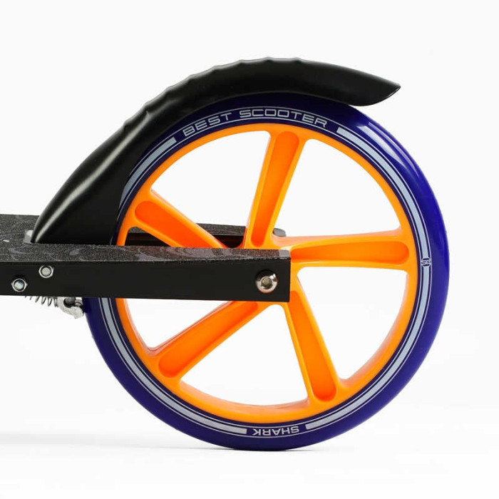 Самокат двухколесный Best Scooter SH-10042 SHARK с ручным тормозом зажим руля колеса PU - 20 см 1 амортизатор Best Scooter