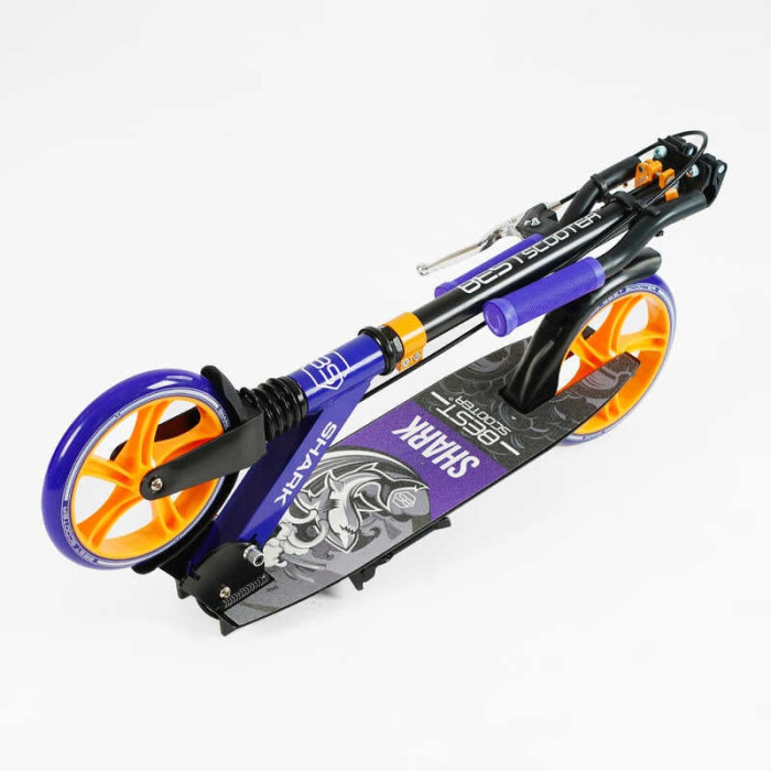 Самокат двухколесный Best Scooter SH-10042 SHARK с ручным тормозом зажим руля колеса PU - 20 см 1 амортизатор Best Scooter