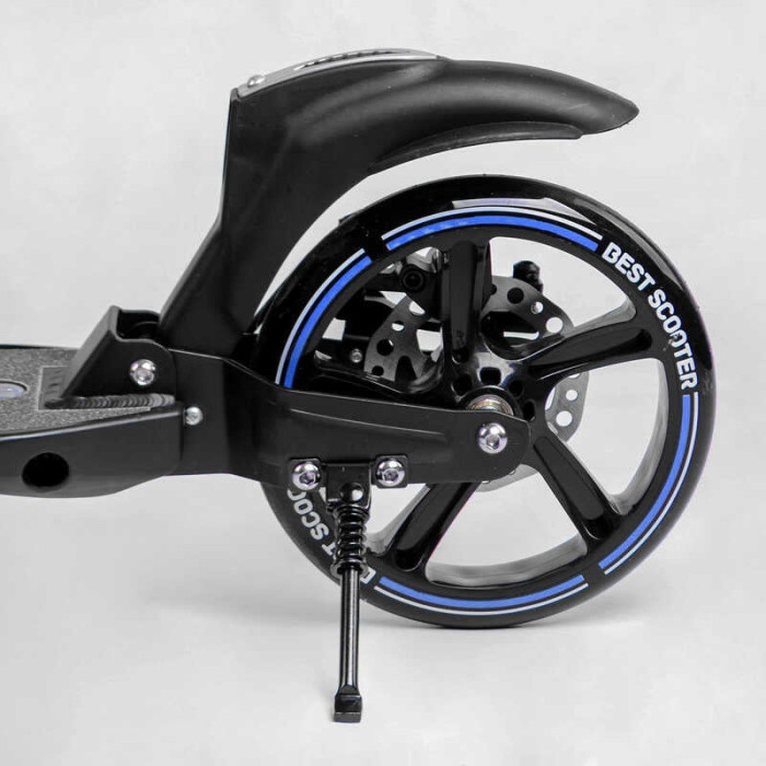 Двухколесный самокат Best Scooter 90166-B ФАРА переднее колесо PU 230 мм заднее колесо 200мм 2 амортизатора дисковый тормоз зажим руля Best Scooter