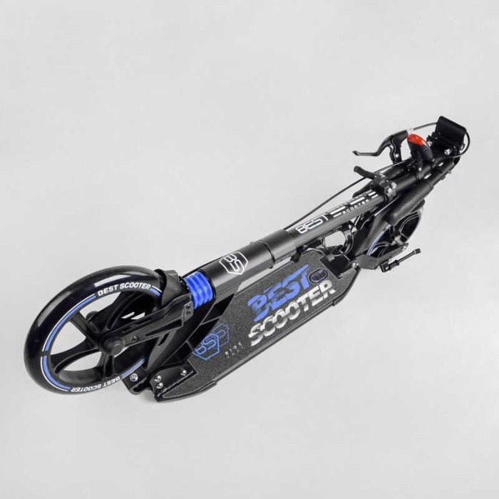 Двухколесный самокат Best Scooter 90166-B ФАРА переднее колесо PU 230 мм заднее колесо 200мм 2 амортизатора дисковый тормоз зажим руля Best Scooter