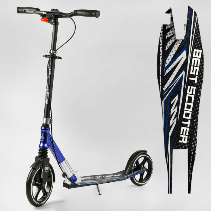 Самокат алюминиевый Best Scooter 49804 колеса PU ФАРА зажим руля d передних колес – 230мм d задних колес 200мм 1 амортизатор передний Best Scooter