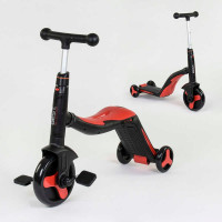 Самокат 3в1 JT 28288 Best Scooter самокат-велобег-велосипед КРАСНЫЙ свет 8 мелодий колёса PU переднее колесо d=20см задние d=11см Best Scooter