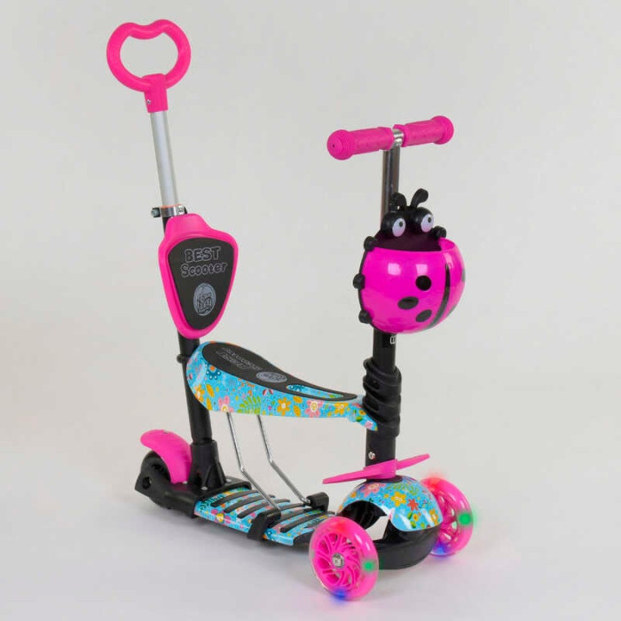 Самокат 5в1 26901 Best Scooter АБСТРАКЦИЯ PU колеса ПОДСВЕТКА КОЛЕС Best Scooter