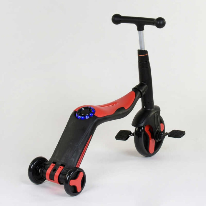 Самокат 3в1 JT 28288 Best Scooter самокат-велобег-велосипед КРАСНЫЙ свет 8 мелодий PU колеса переднее колесо d=20см задние d=11см Best Scooter
