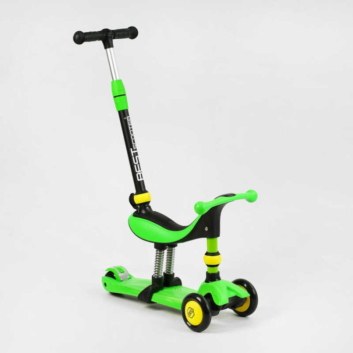 Самокат-велобег 3в1 трехколесный BS-30802 Best Scooter 3 колеса PU со светом амортизаторы сидение родительская ручка Best Scooter