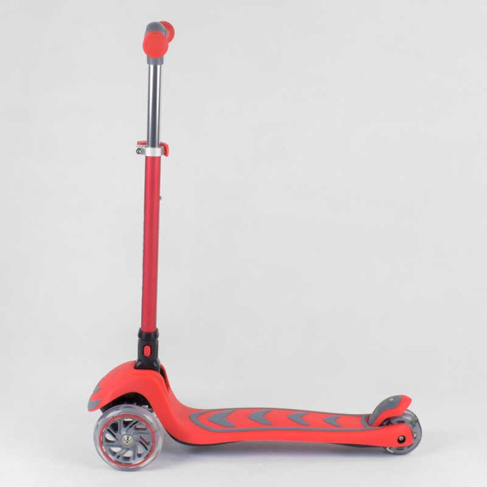 Самокат трехколесный 92606 Best Scooter КРАСНЫЙ складной алюминиевый руль 4 колеса PU со светом d=12 см Best Scooter