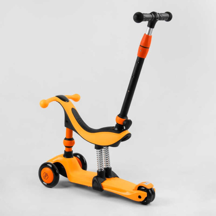 Самокат-велобег 3в1 трехколесный BS-50584 Best Scooter 3 колеса PU со светом сидение амортизаторы родительская ручка Best Scooter