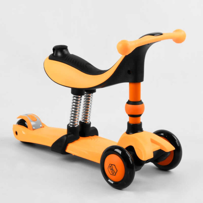 Самокат-велобег 3в1 трехколесный BS-50584 Best Scooter 3 колеса PU со светом сидение амортизаторы родительская ручка Best Scooter