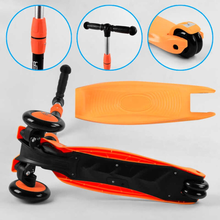 Самокат-велобег 3в1 трехколесный BS-50584 Best Scooter 3 колеса PU со светом сидение амортизаторы родительская ручка Best Scooter