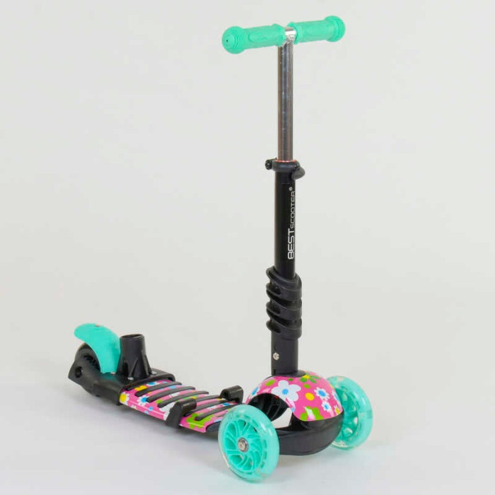 Самокат 5в1 43702 Best Scooter АБСТРАКЦИЯ PU колеса ПОДСВЕТКА КОЛЕС Best Scooter