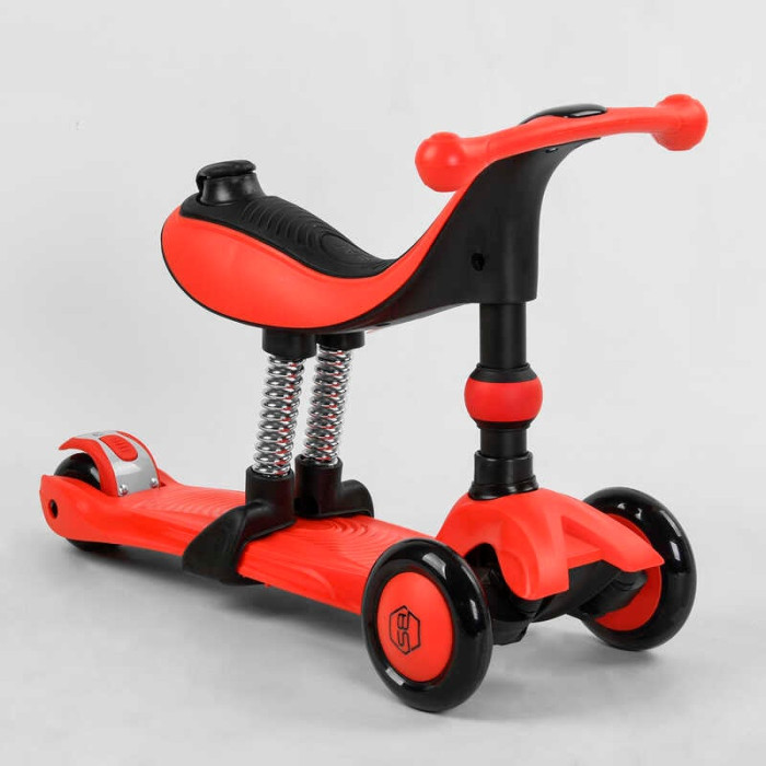 Самокат-велобег 3в1 трехколесный BS-71899 Best Scooter 3 колеса PU со светом сидение амортизаторы родительская ручка Best Scooter