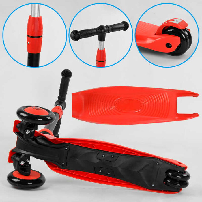 Самокат-велобег 3в1 трехколесный BS-71899 Best Scooter 3 колеса PU со светом сидение амортизаторы родительская ручка Best Scooter