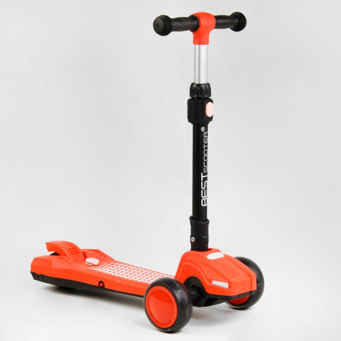 Самокат трехколесный LT-12857 Best Scooter с парогенератором складной руль ЗВУК МАШИНЫ ДЫМ МИР пластмассовый колеса PU 120х35мм Best Scooter