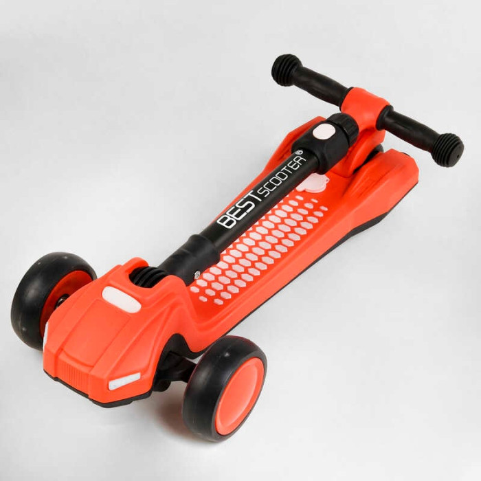 Самокат трехколесный LT-12857 Best Scooter с парогенератором складной руль ЗВУК МАШИНЫ ДЫМ МИР пластмассовый колеса PU 120х35мм Best Scooter