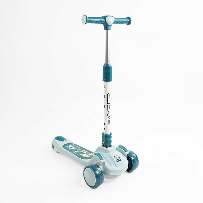 Трехколесный самокат Skyper RS-46204 с колесами PU 125х40мм с светом музыкой и подсветкой платформы складная рукоятка Skyper