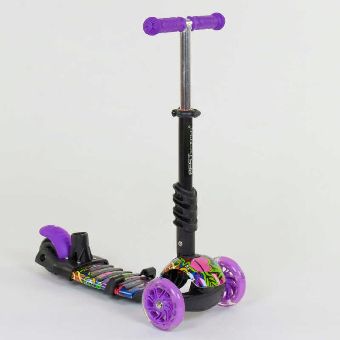 Самокат 5в1 13400 Best Scooter АБСТРАКЦИЯ PU колеса ПОДСВЕТКА КОЛЕС Best Scooter