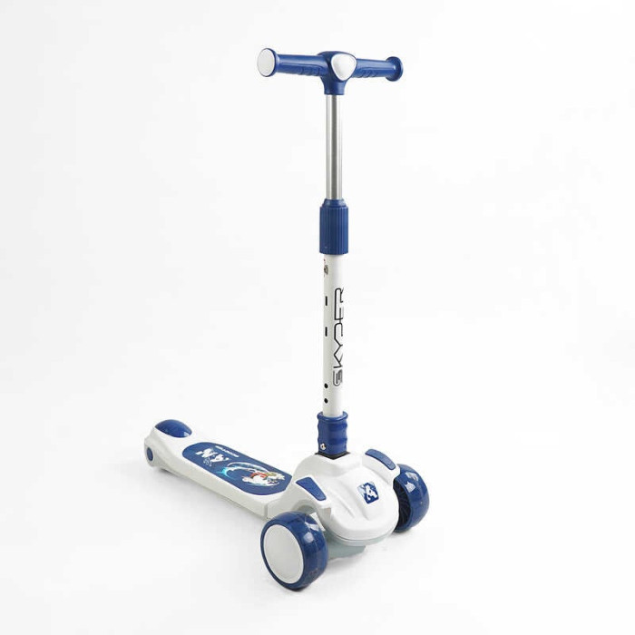 Трехколесный самокат Skyper RS-49500 с колесами PU 125х40мм с светом музыкой и подсветкой платформы Складная рукоятка Skyper