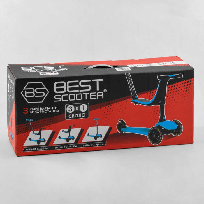 Самокат трехколесный Best Scooter PL-422 колеса PU со светом сидение родительская ручка Best Scooter