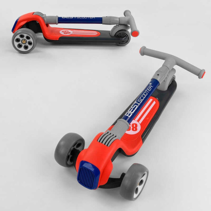 Самокат трехколесный RS-9119 Best Scooter КРАСНЫЙ складной алюминиевый руль 3 колеса PU со светом d=120*50мм Best Scooter